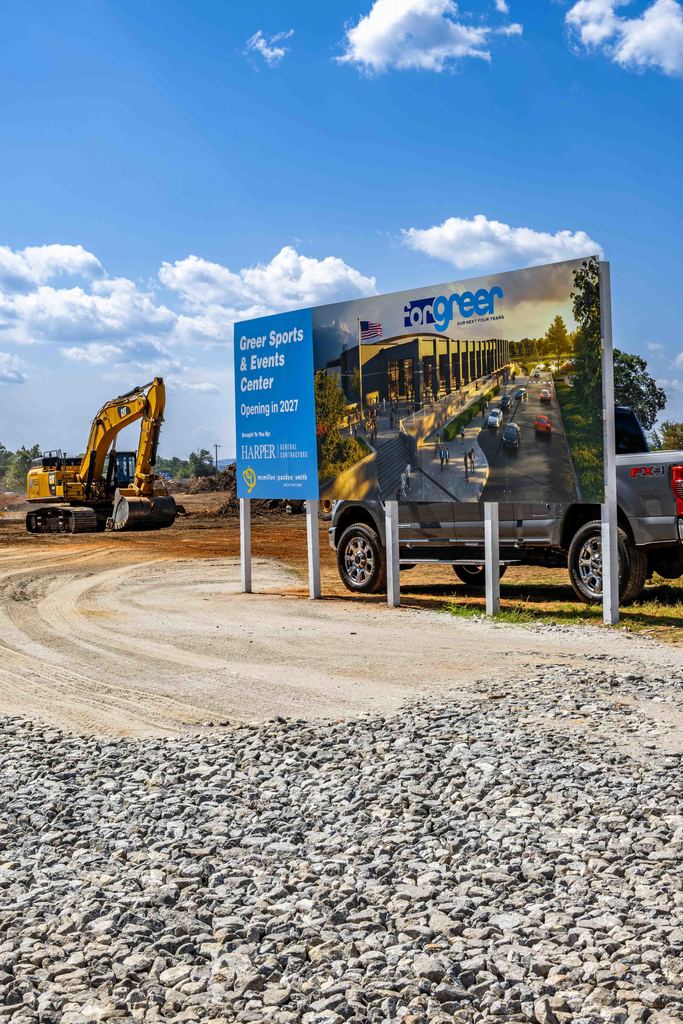 Sign at Sports & Events Center construction site