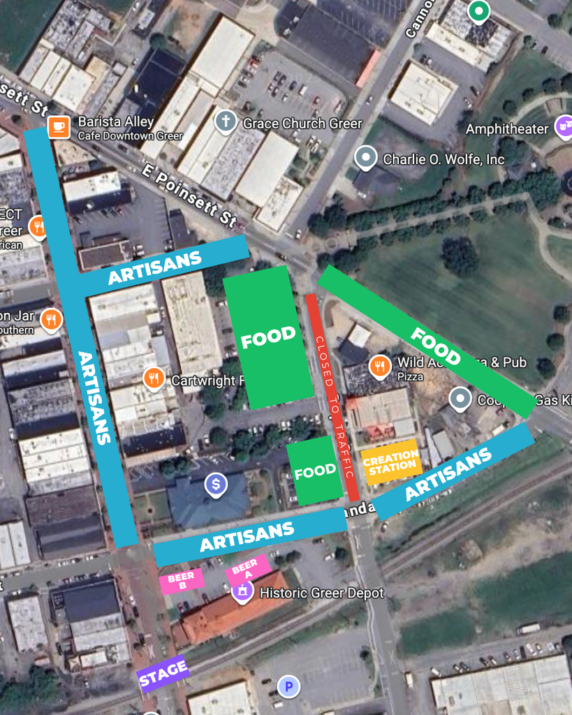map of the festival with road closures