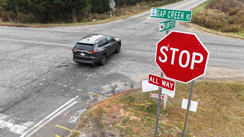 Gap Creek and Gary Armstrong Intersection Drone Shot
