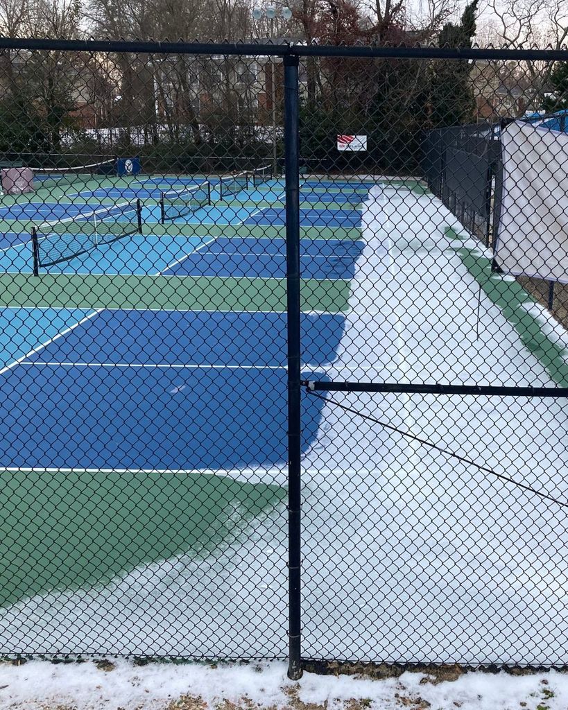 ice on the pickle ball courts at tryon rec