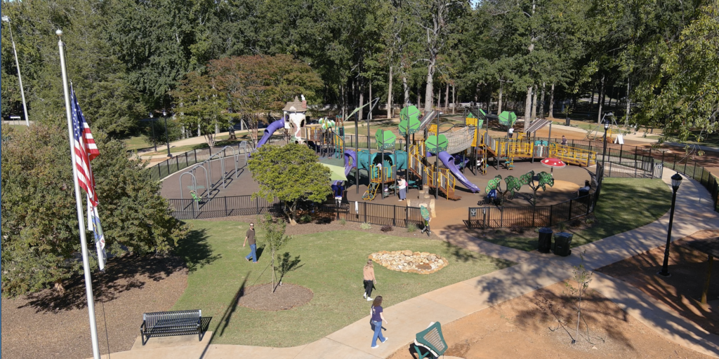 Drone shot of Kids Planet playground at Century Park