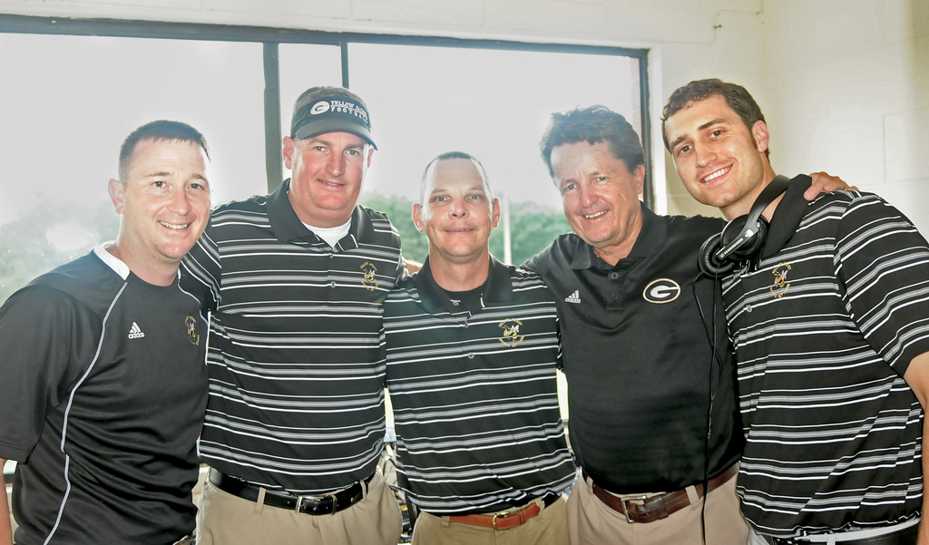 Picture shows Red Watson, Van Brannon, David Holtzclaw, Robbie Gravley, and Justin Miller in the broadcast booth