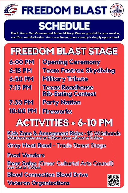 freedom blast schedule
