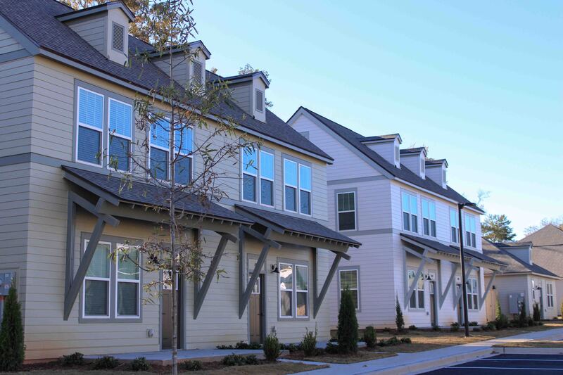 Finished housing development showing townhomes  in the City of Greer