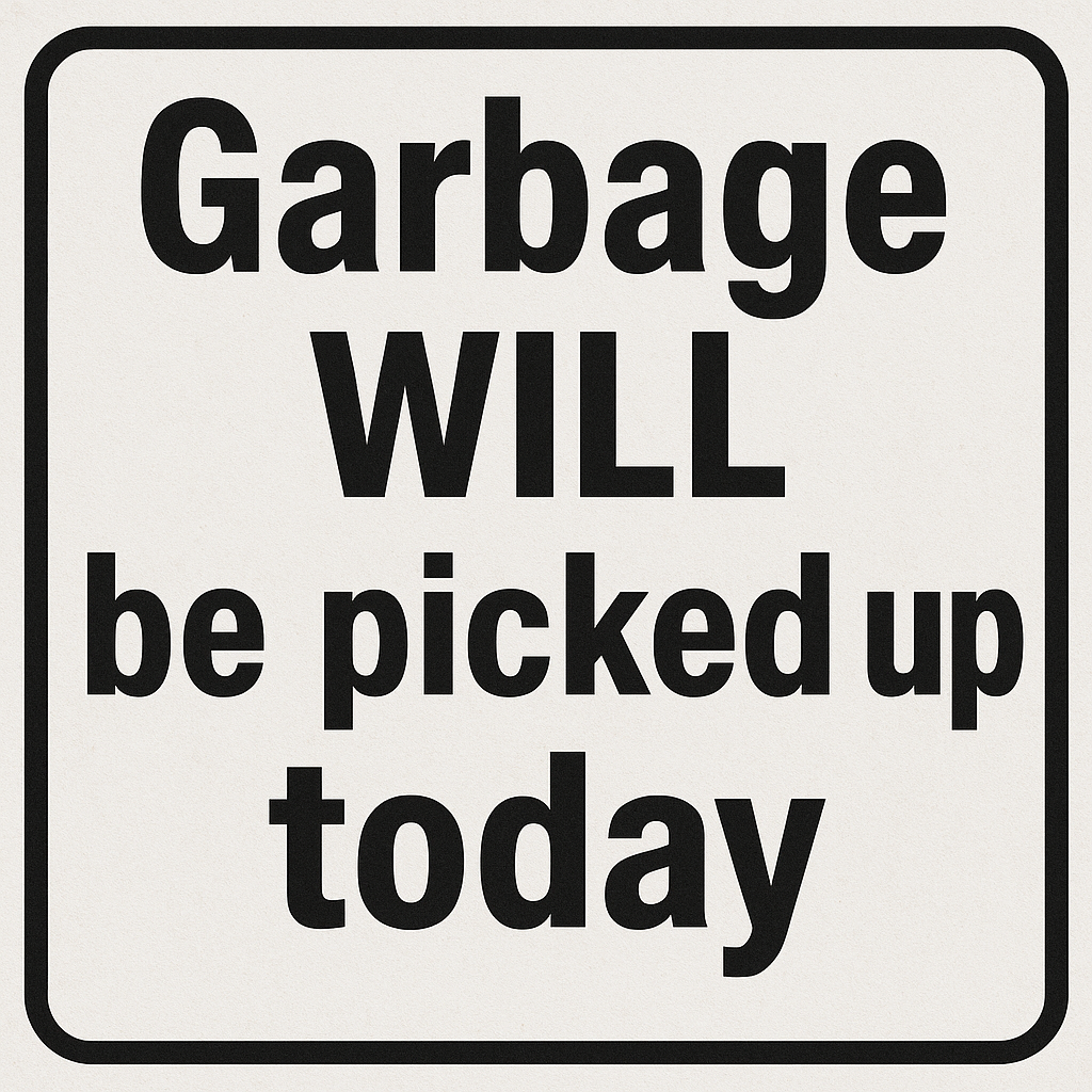 Garbage WILL be picked up today