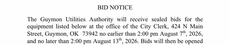 Bid Notice for Sanitation Truck