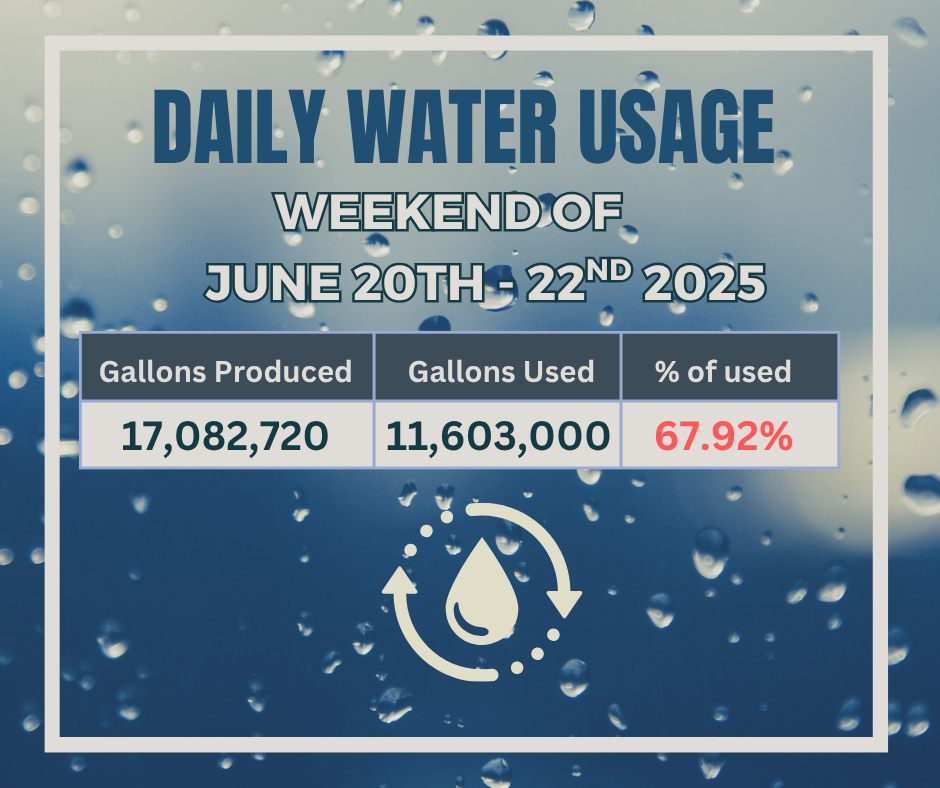 Daily water Usage for 06/20 - 06/22/2025