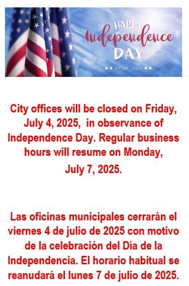 City Offices closed Friday, July 4.