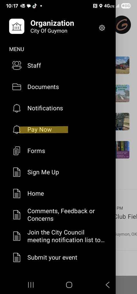 Picture of App with Pay Now feature highlighted