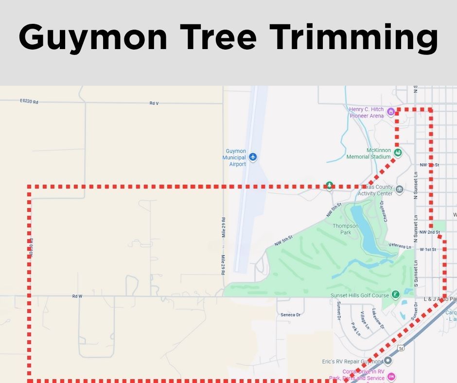 TCEC Tree Trimming Map for Guymon - August 2025