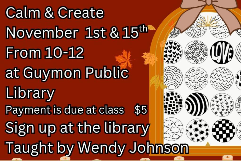 Art class all ages. November 1st and 15th. 10AM - 12PM. $5