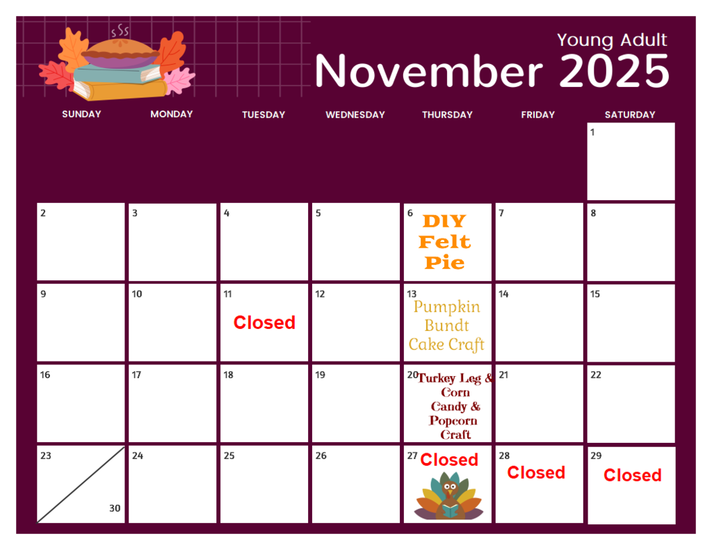 November Young Adult Activities at the library