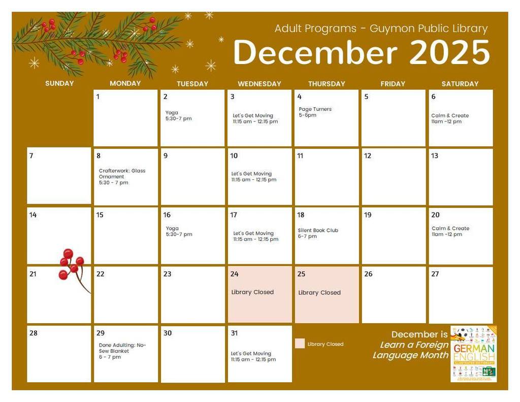 December programs at the library for adults