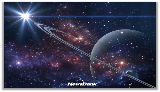 NewsBank and picture of planet and stars