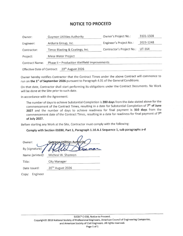 Notice to Proceed 3