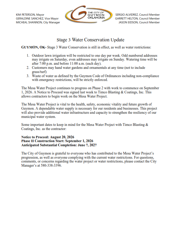 Stage 3 Water Update