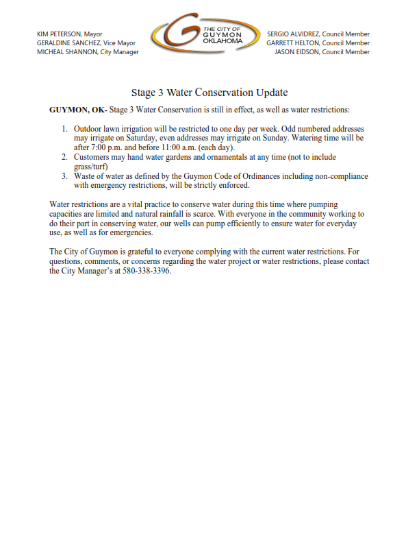 Water Update