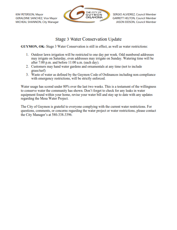 Water Update