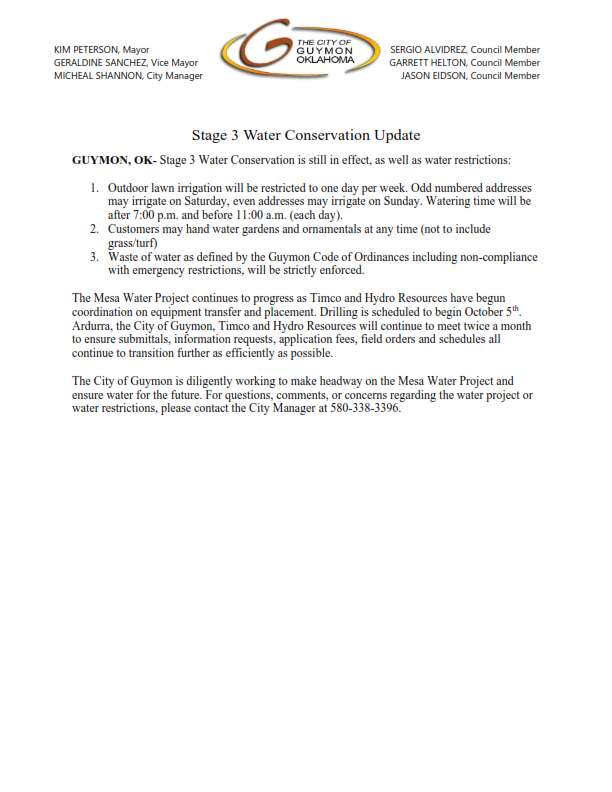 Water Update