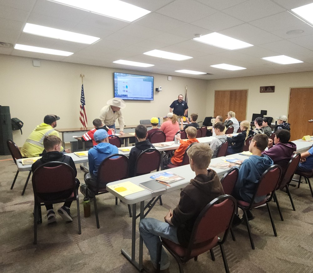Hunter's Education Course-Instructor Crowe and the participants in session.  