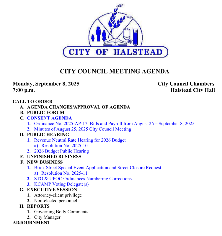 Council Agenda 9-8-2025