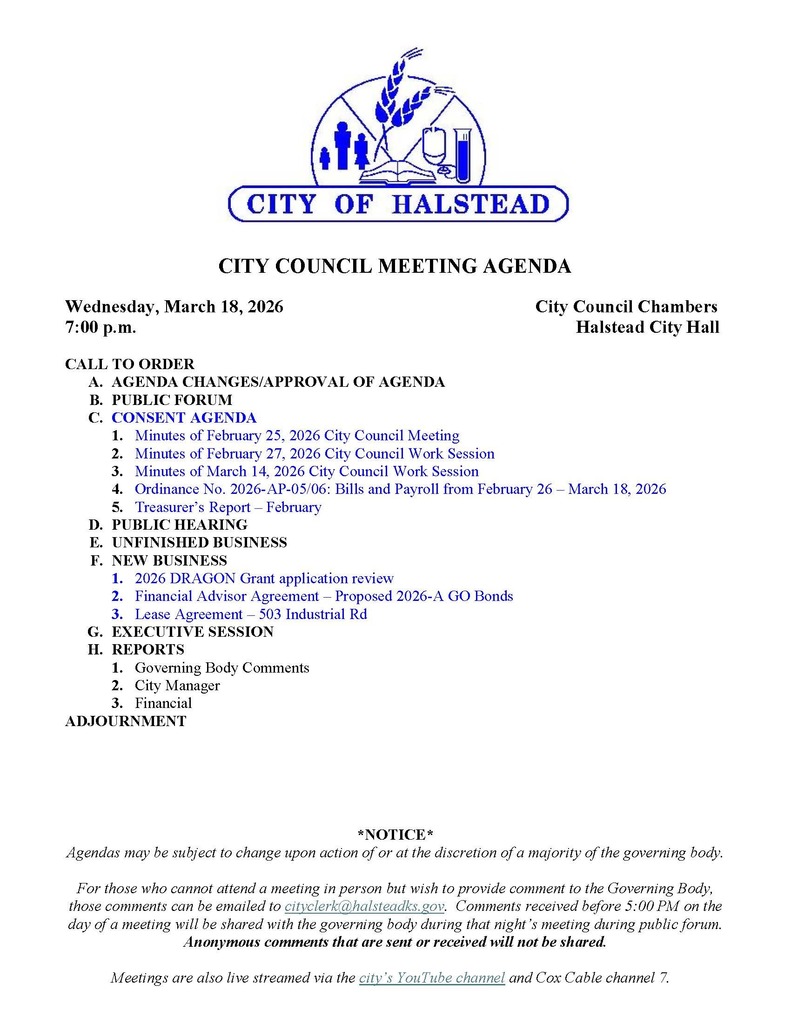 Council Agenda 3-18-2026