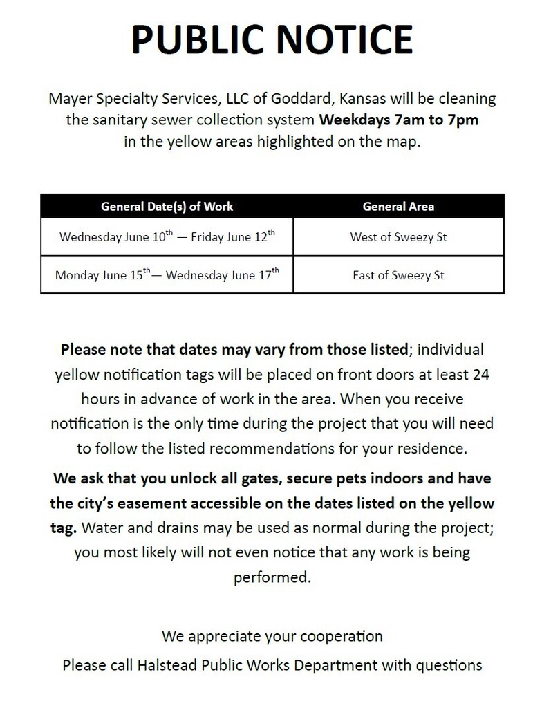 Sewer Cleaning Notice 2026