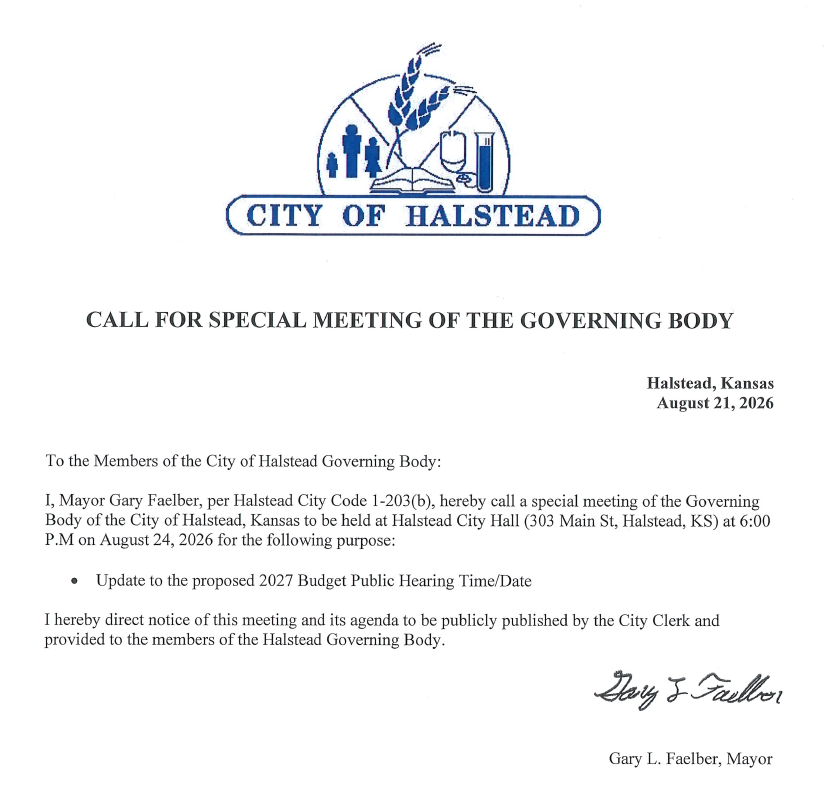 call for special meeting of the governing body