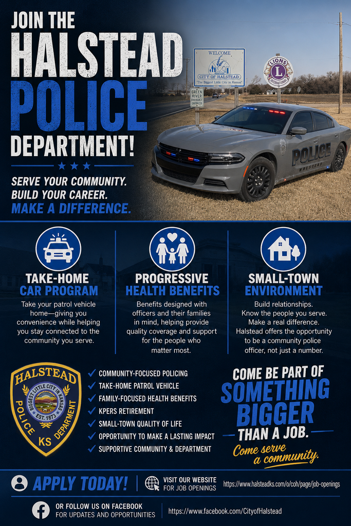 Halstead Police Department Hiring Flyer - Full Time Police Officer