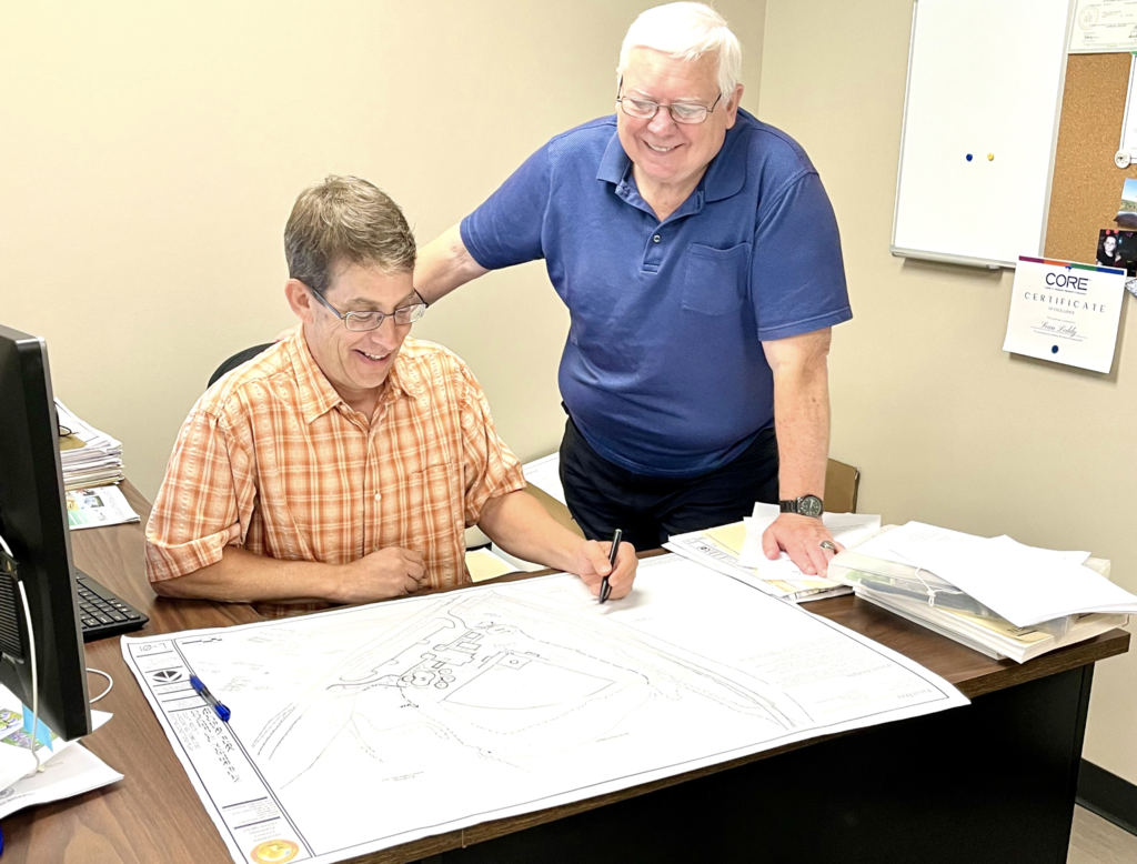 Hancock NY Town Supervisor Jerry Vernold Reviews Plans with Sean Leddy from Delaware County Planning Office