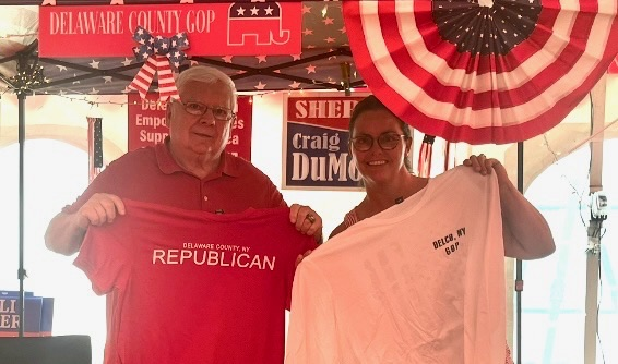 Proud to be Delaware County Republicans, Hancock Town Supervisor at the Delaware County Fair booth. 