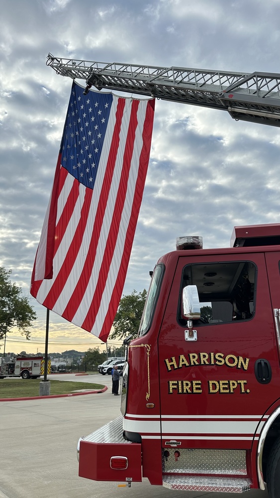 Flag and Fire Truck