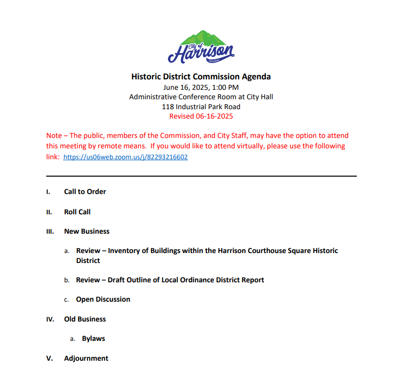 Historic District Commission Agenda