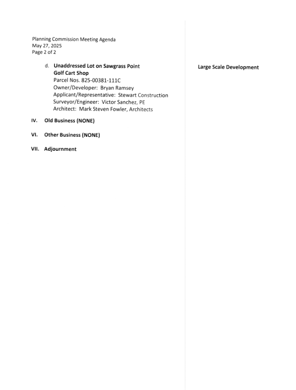 Agenda for Planning Commission