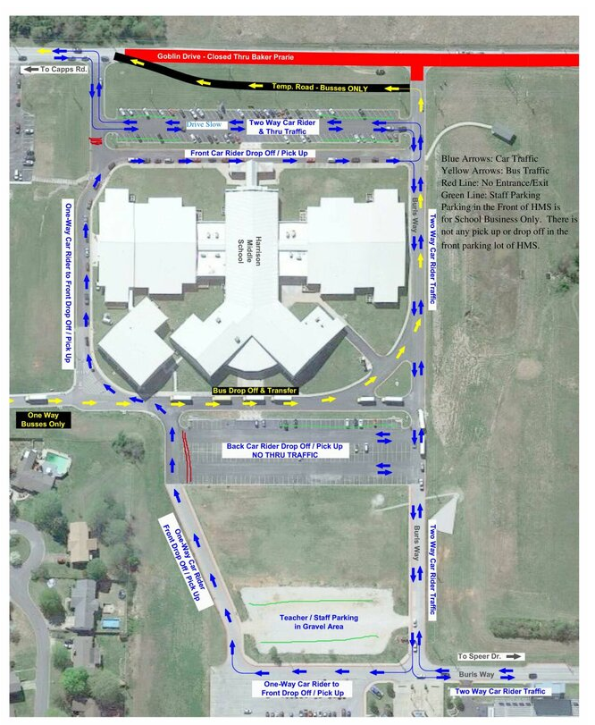 Harrison Middle School Drop off Map