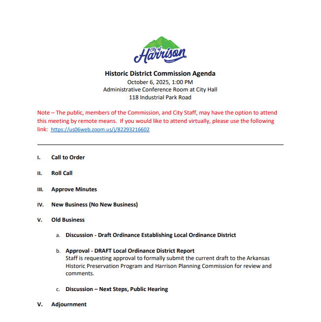 Historic District Commission Agenda