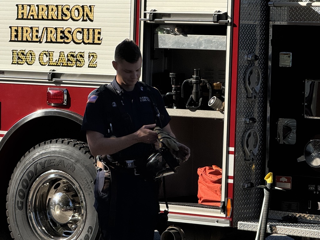 Firefighters speaking to students