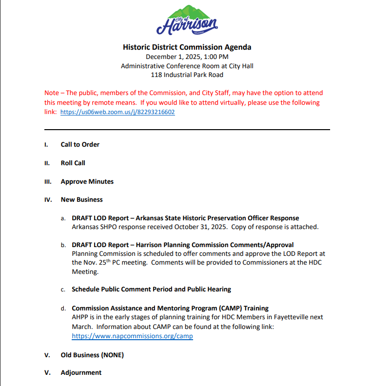 Historic Distric Commission Agenda