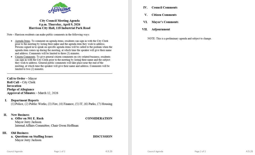 4/9 Agenda