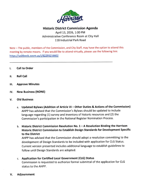 Historic District Agenda