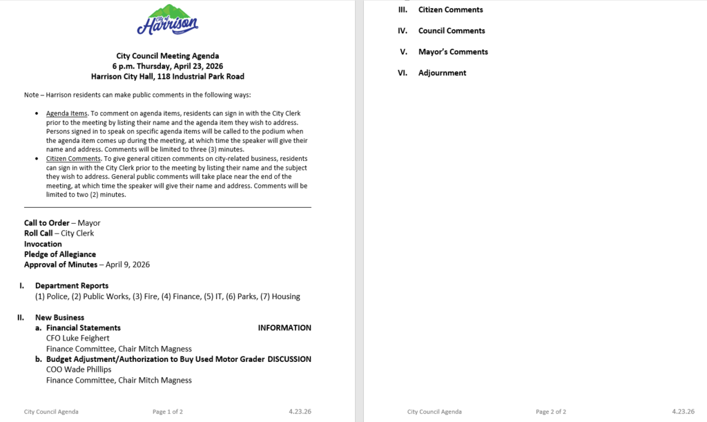 Council Agenda 2.23.26