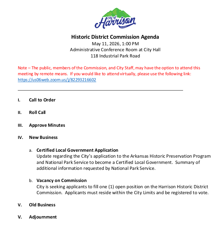 Historic District Commission Agenda