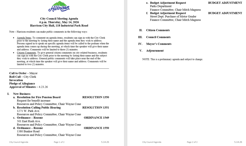 Agenda 5.14.26