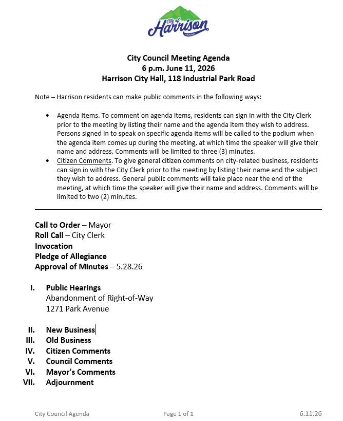 City Council agenda