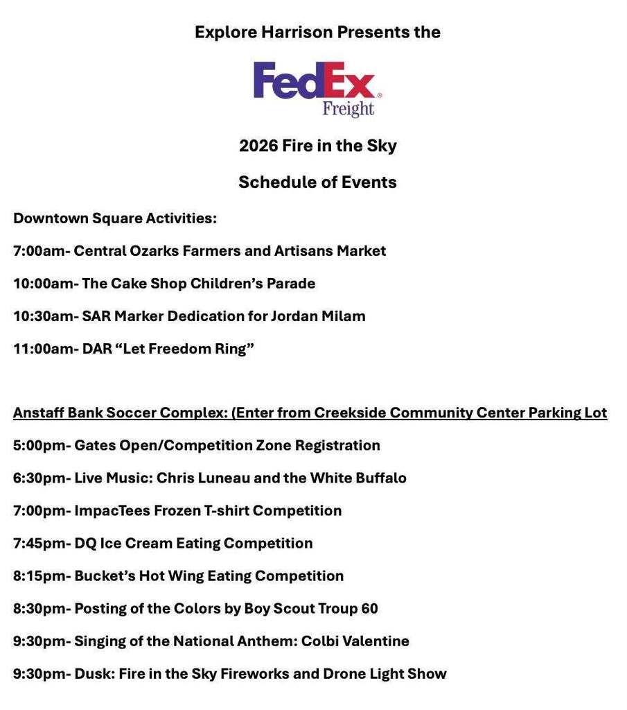 Schedule for July 4