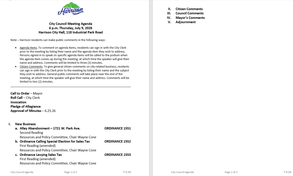 Proposed Agenda