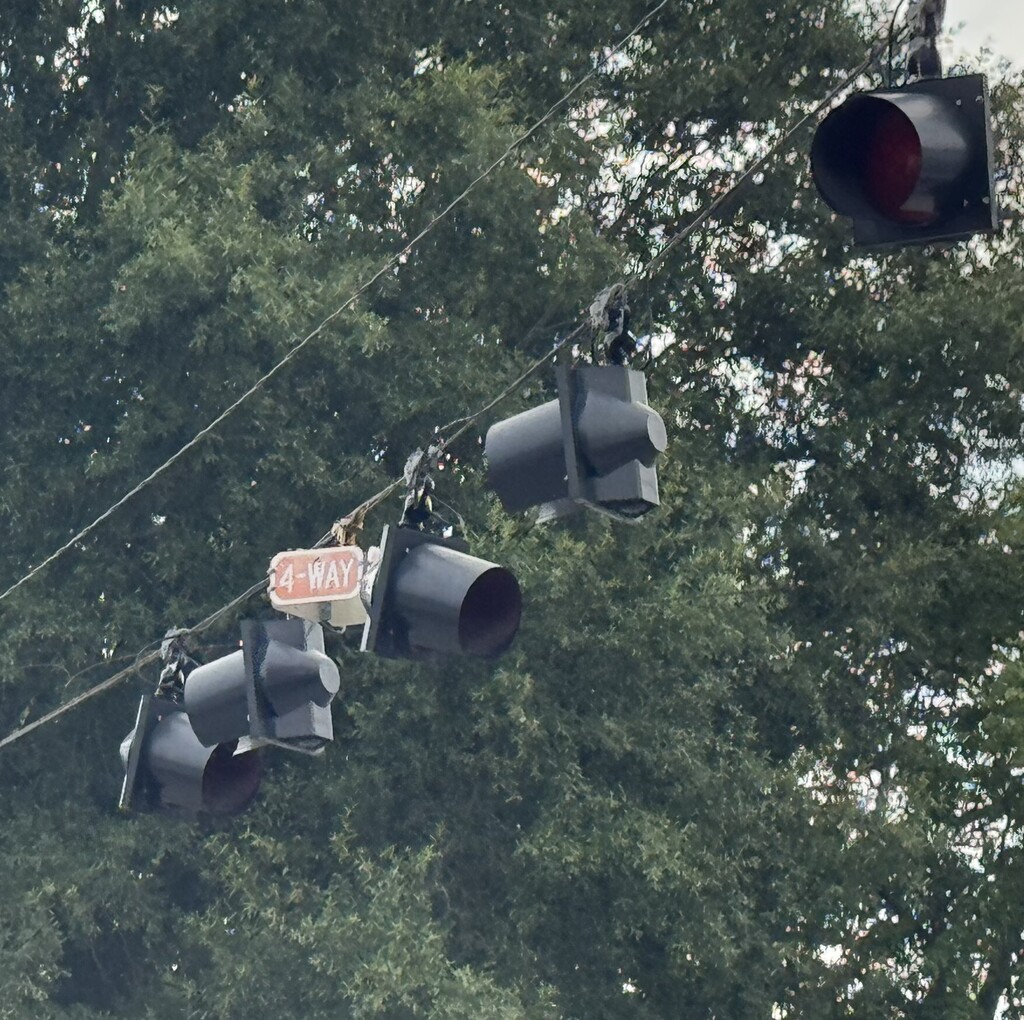 Downtown work at four-way stop