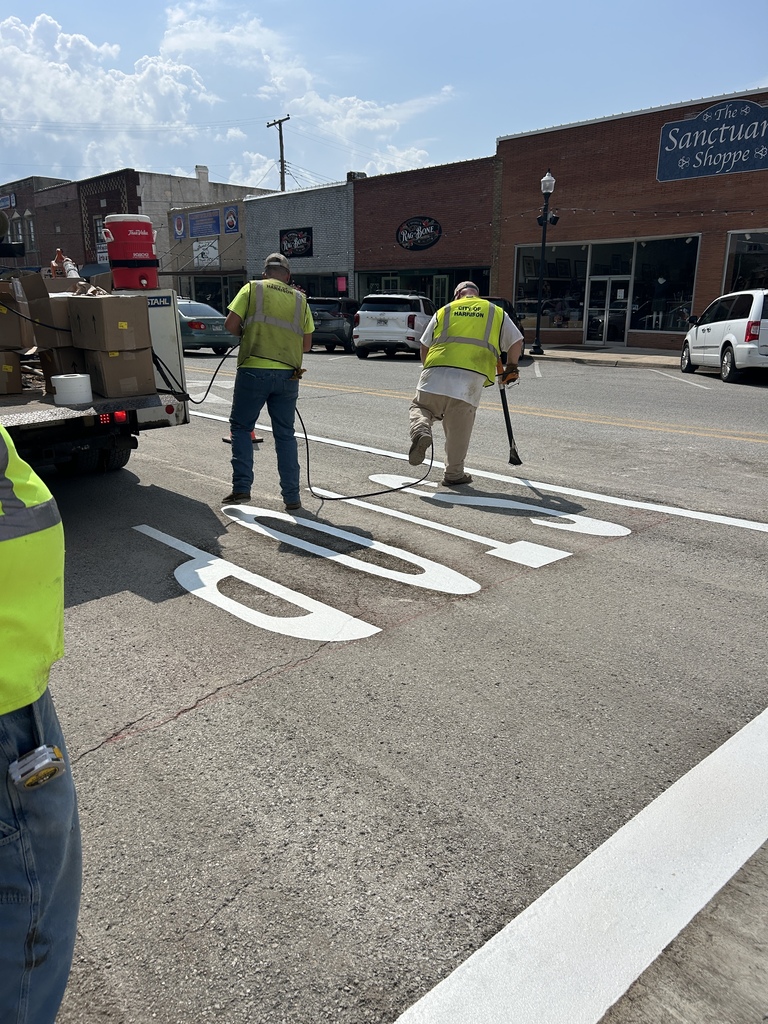 Downtown work at four-way stop