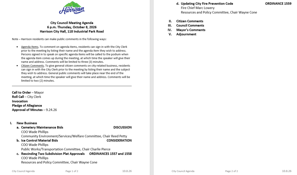 10.8 City Council Agenda