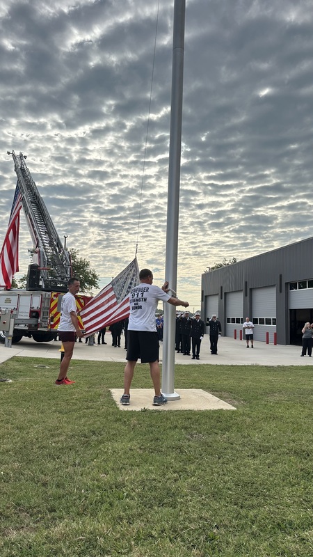 Runner raising flag